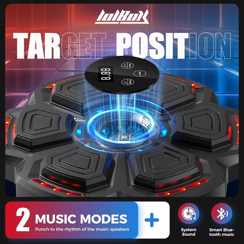 LOLBOX آلة الملاكمة الموسيقية للبالغين، آلة تدريب الملاكمة الذكية، هدف حائط للضرب للأطفال، تدريب رد الفعل مناسب للمنزل، المكتب، الصالة الرياضية، معدات لياقة بدنية ممتعة - Image 4